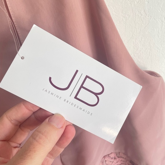 JASMINE BRIDESMAIDS NWT bridesmaid jumpsuit gardenia pink mauve lace chiffon - Picture 9 of 14